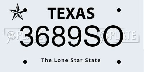 3689SO Texas License Plate