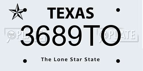 3689TO Texas License Plate