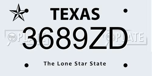 3689ZD Texas License Plate