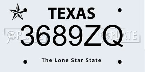 3689ZQ Texas License Plate