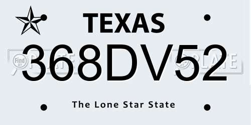 368DV52 Texas License Plate