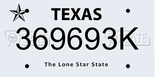 369693K Texas License Plate