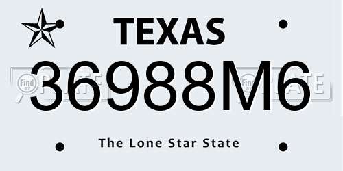 36988M6 Texas License Plate