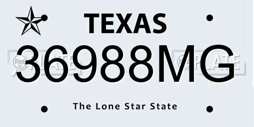36988MG Texas License Plate