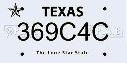 369C4C Texas License Plate