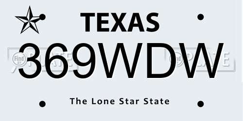 369WDW Texas License Plate