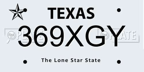 369XGY Texas License Plate