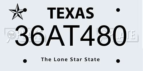 36AT480 Texas License Plate