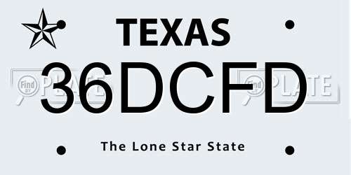 36DCFD Texas License Plate