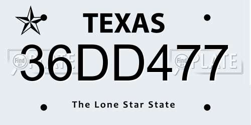 36DD477 Texas License Plate