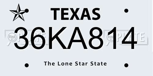 36KA814 Texas License Plate
