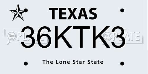 36KTK3 Texas License Plate