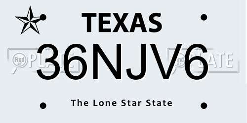 36NJV6 Texas License Plate