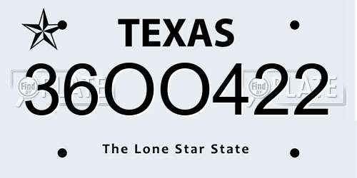 36OO422 Texas License Plate