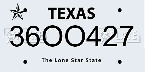 36OO427 Texas License Plate