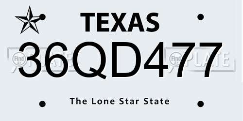 36QD477 Texas License Plate