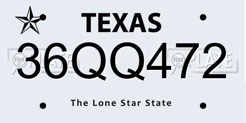 36QQ472 Texas License Plate
