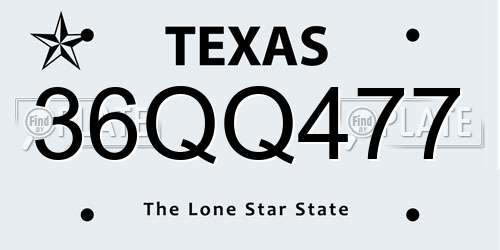 36QQ477 Texas License Plate