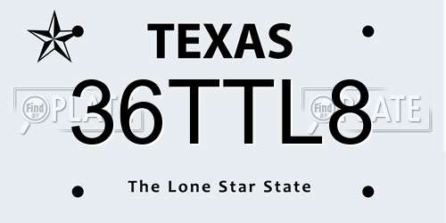 36TTL8 Texas License Plate