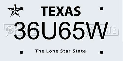 36U65W Texas License Plate
