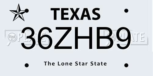 36ZHB9 Texas License Plate