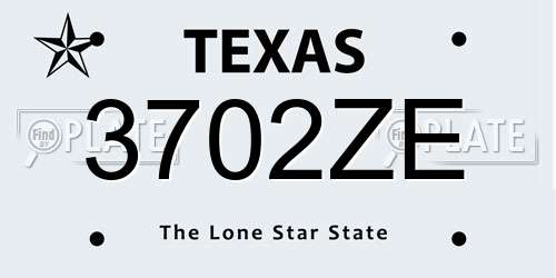 3702ZE Texas License Plate