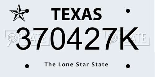 370427K Texas License Plate