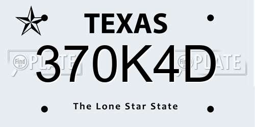 370K4D Texas License Plate