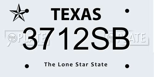 3712SB Texas License Plate