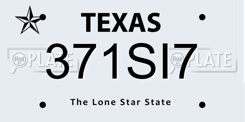 371SI7 Texas License Plate