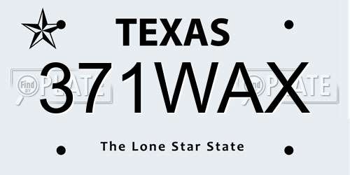 371WAX Texas License Plate