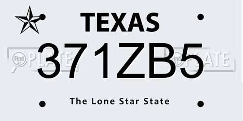 371ZB5 Texas License Plate