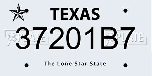 37201B7 Texas License Plate