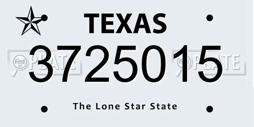 3725015 Texas License Plate