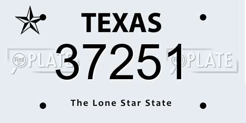 37251 Texas License Plate