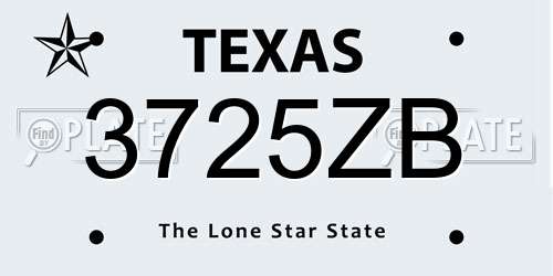 3725ZB Texas License Plate