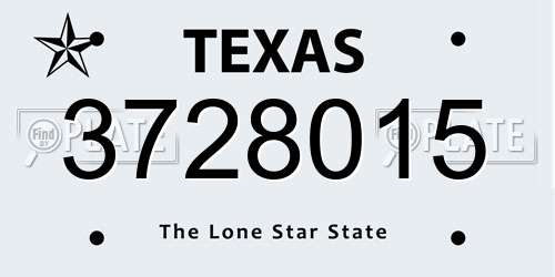 3728015 Texas License Plate