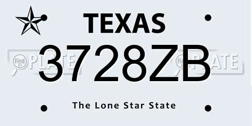3728ZB Texas License Plate