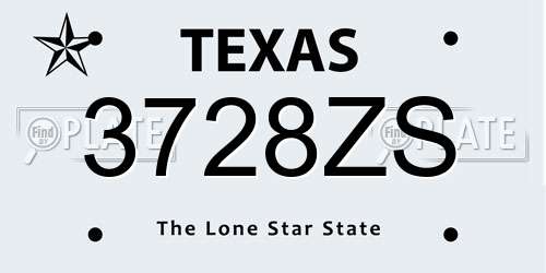 3728ZS Texas License Plate