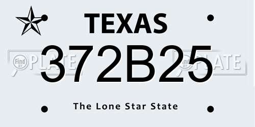 372B25 Texas License Plate