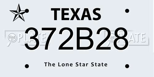 372B28 Texas License Plate