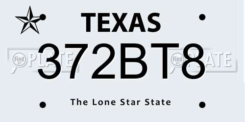 372BT8 Texas License Plate