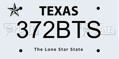 372BTS Texas License Plate