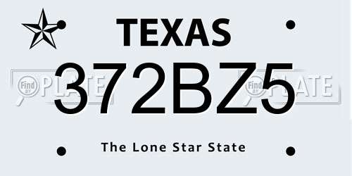 372BZ5 Texas License Plate