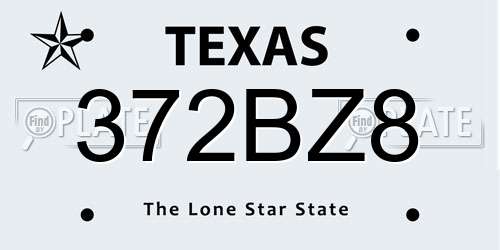 372BZ8 Texas License Plate