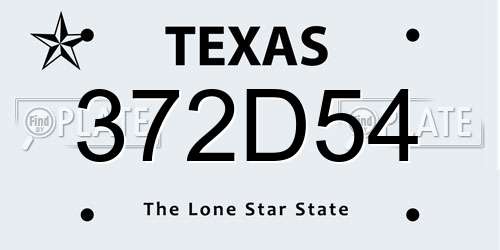 372D54 Texas License Plate