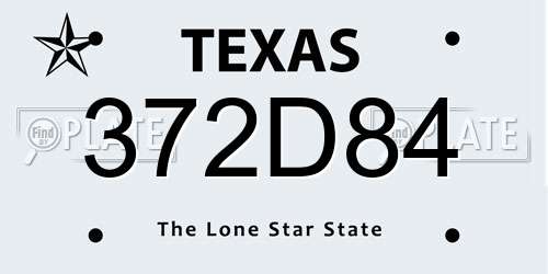 372D84 Texas License Plate