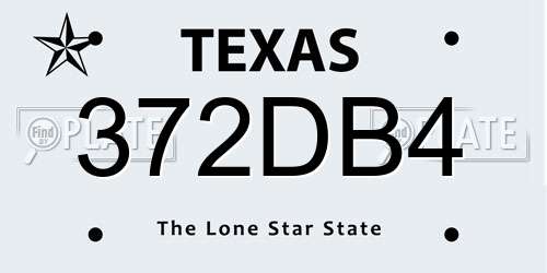 372DB4 Texas License Plate