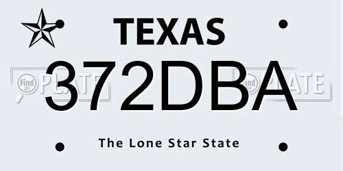 372DBA Texas License Plate