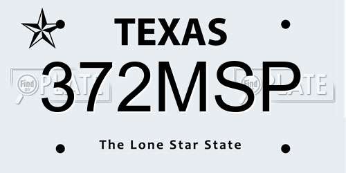 372MSP Texas License Plate